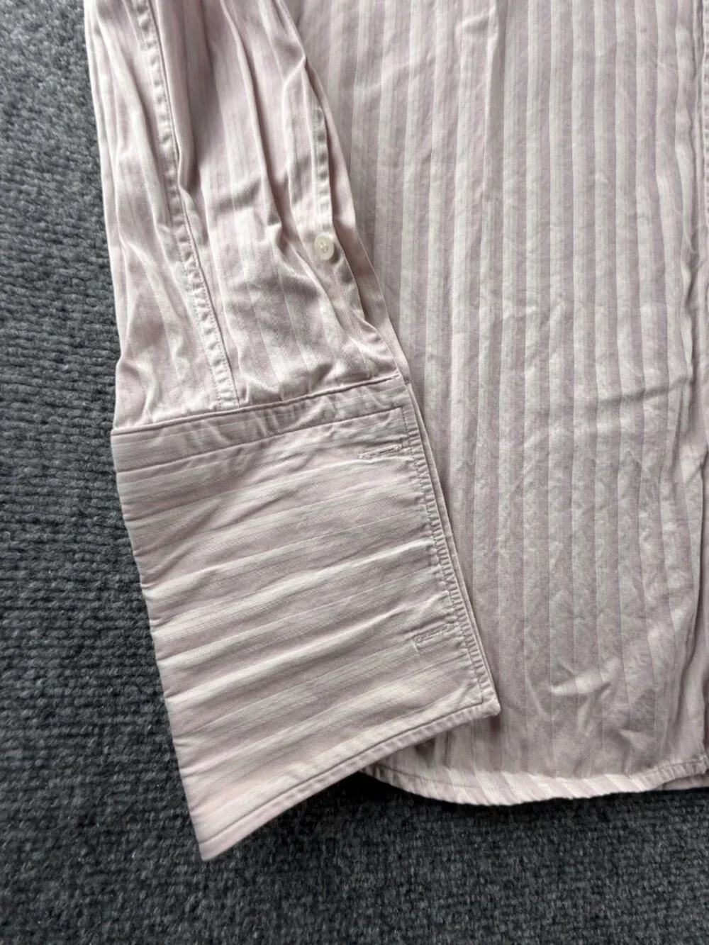 Gucci Italy Striped Pink White Long Sleeve Button Up Shirt Point Collar 15.5 Men